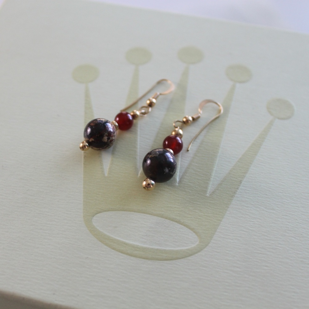 Gold Beaded French Hook Dangle Earrings